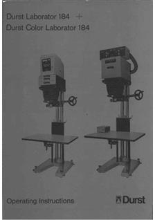 Durst Laborator L 184 manual. Camera Instructions.